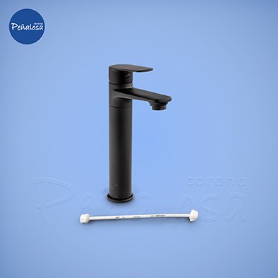 Corona En Cucuta GRIFERIA LAVAMANOS MONOCONTROL ALTA BARCELONA NEGRO MATE (CON MANGUERA)