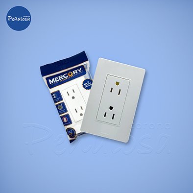 TOMA DOBLE POLO A TIERRA (P/T) LINEA PLUS BLANCO MERCURY